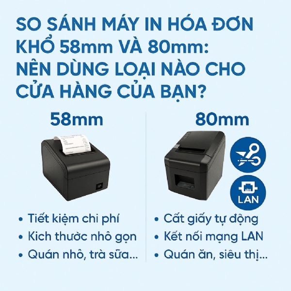 Nên Chọn Máy In Hóa Đơn khổ 58mm hay 80mm