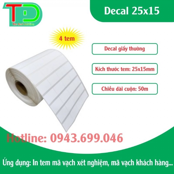 Decal tem nhãn 25x15mm x 50m (cuộn 4 tem)