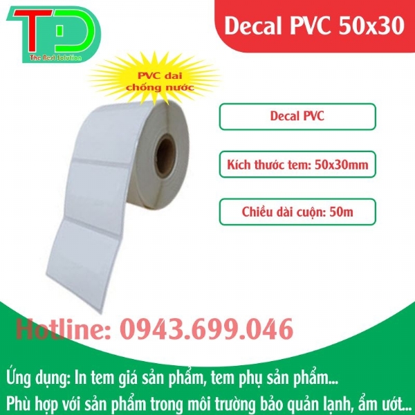Decal Tem Nhãn PVC 50x30x50m