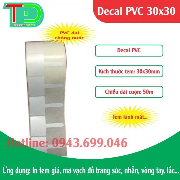 Decal Tem Nhãn PVC 30x30x50m (Tem giá kính mắt)