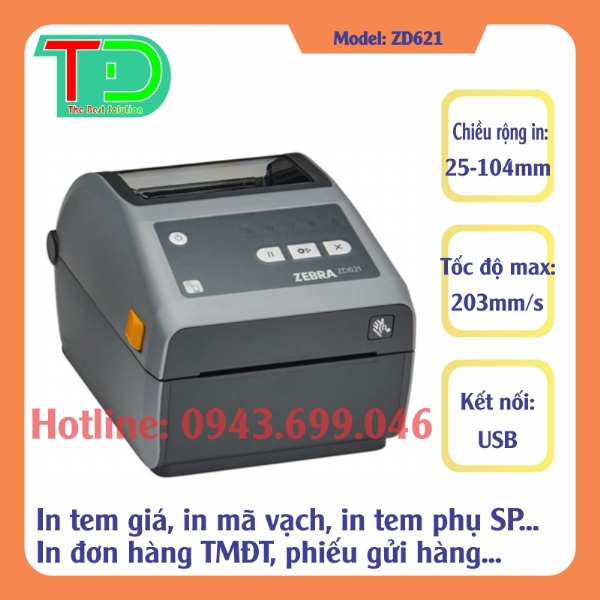 Máy In Mã Vạch Zebra ZD621