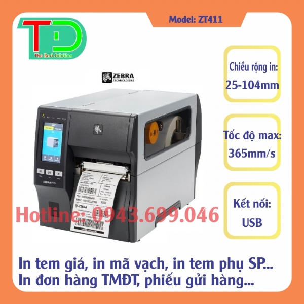Máy In Mã Vạch Zebra ZT411