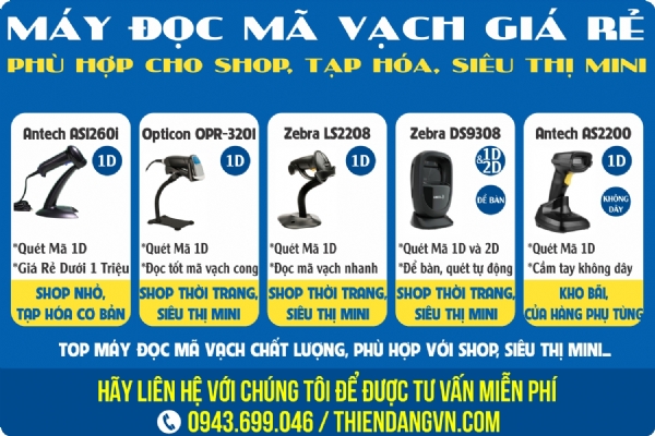 Top Máy Đọc Mã Vạch Cho Shop, Siêu Thị, Tạp Hóa Giá Tốt
